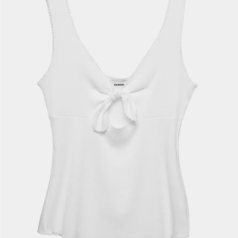 Sandro Ribbed Tank with Bow - Picture 2 of 5